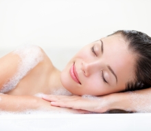Woman relaxing in bath