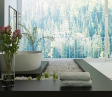 Modern black and white In-Floor Bathroom